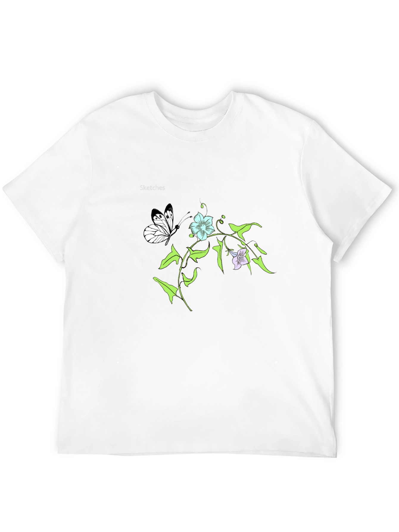 Floral Butterfly Black T-Shirt
