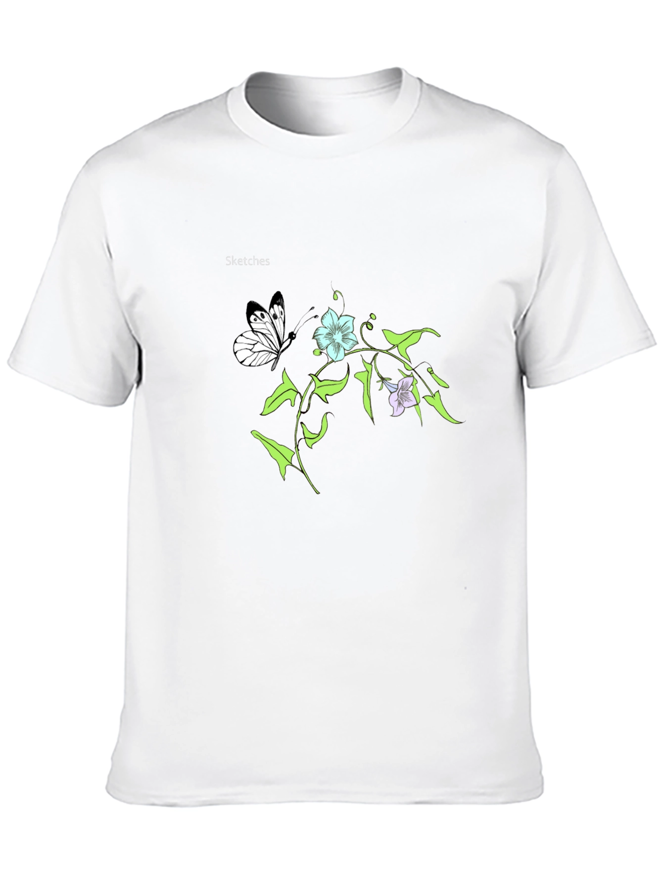 Floral Butterfly Black T-Shirt