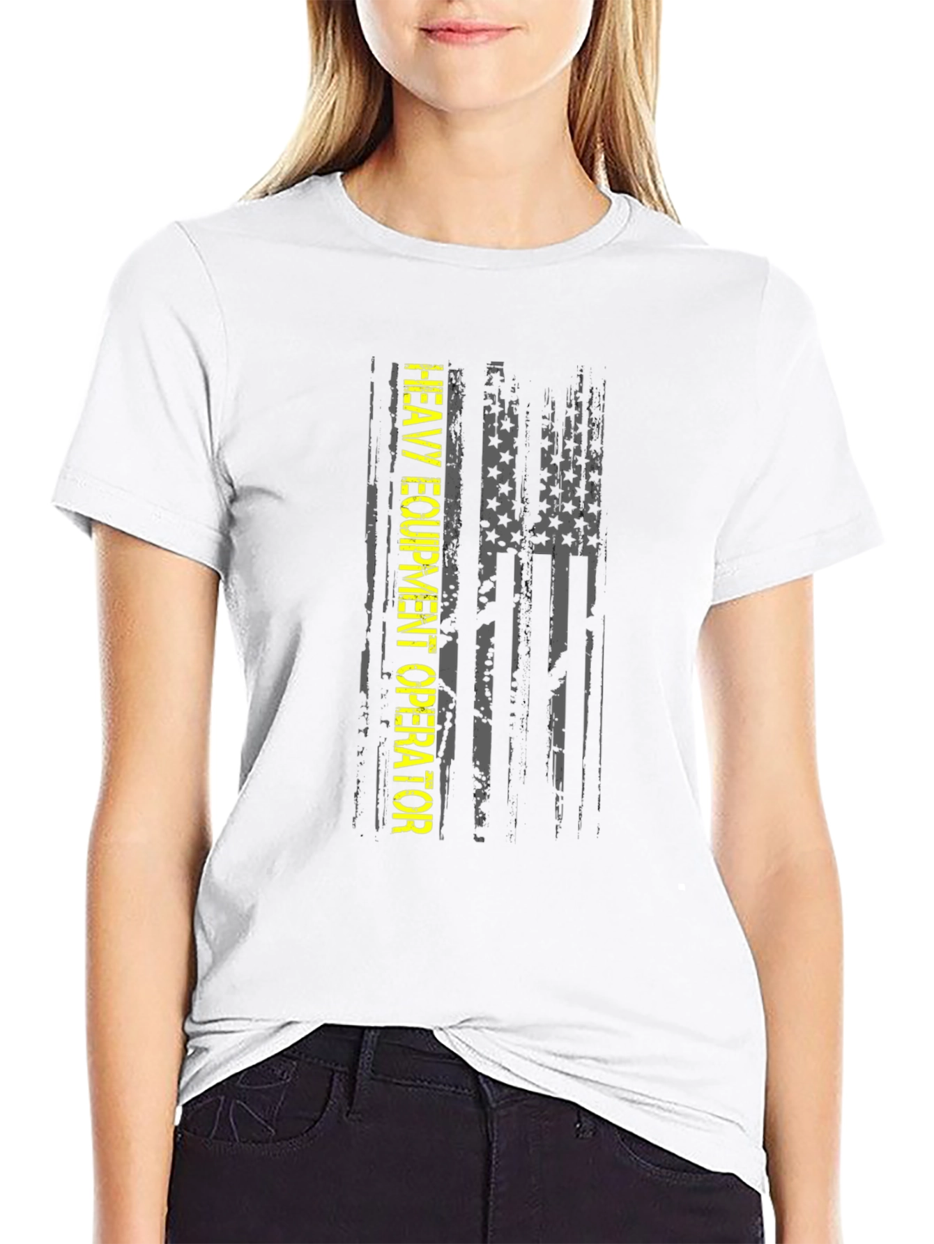 Heavy Equipment Operator Distressed Flag T-Shirt