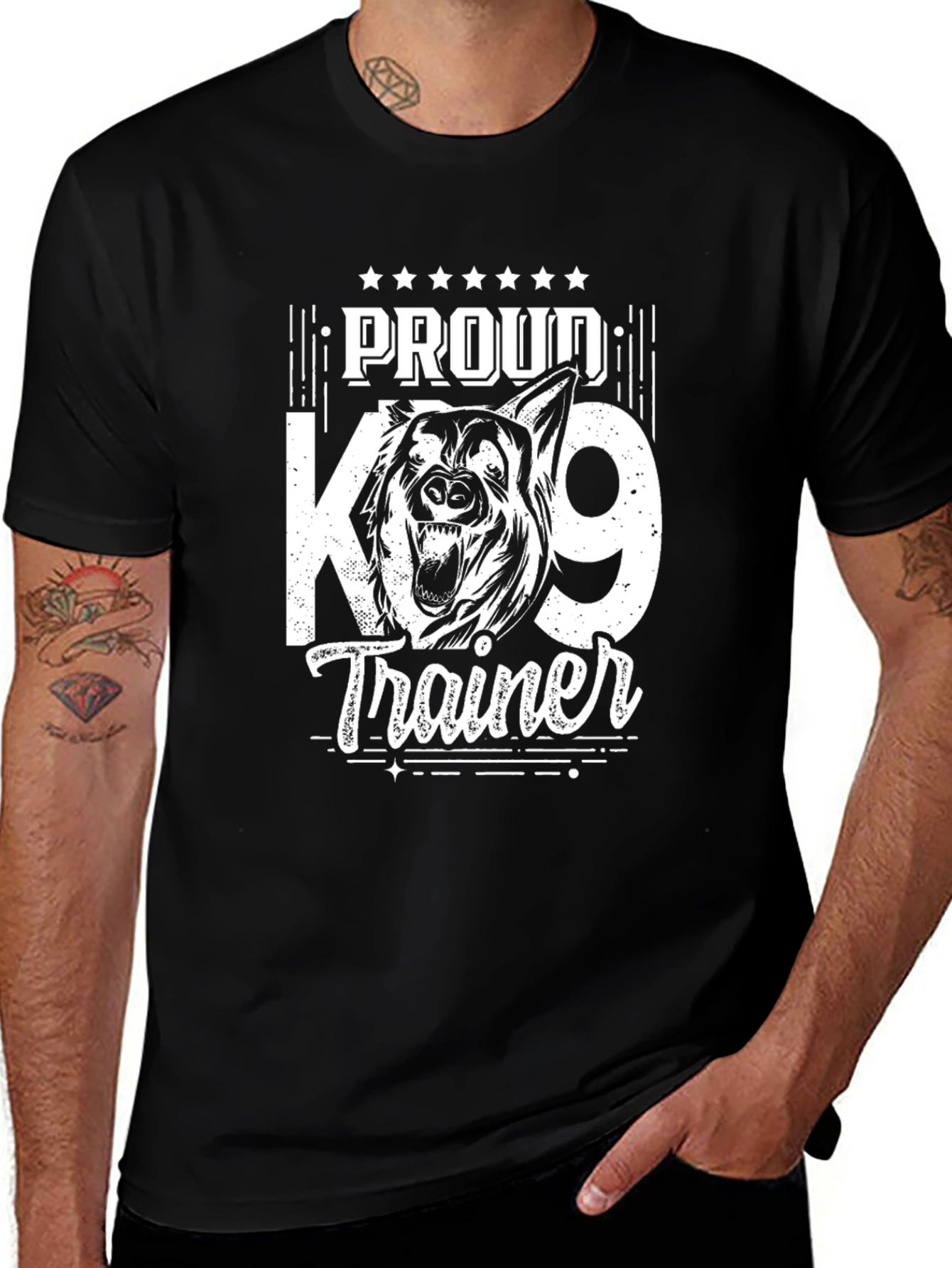 Proud K9 Trainer Black Graphic T-Shirt