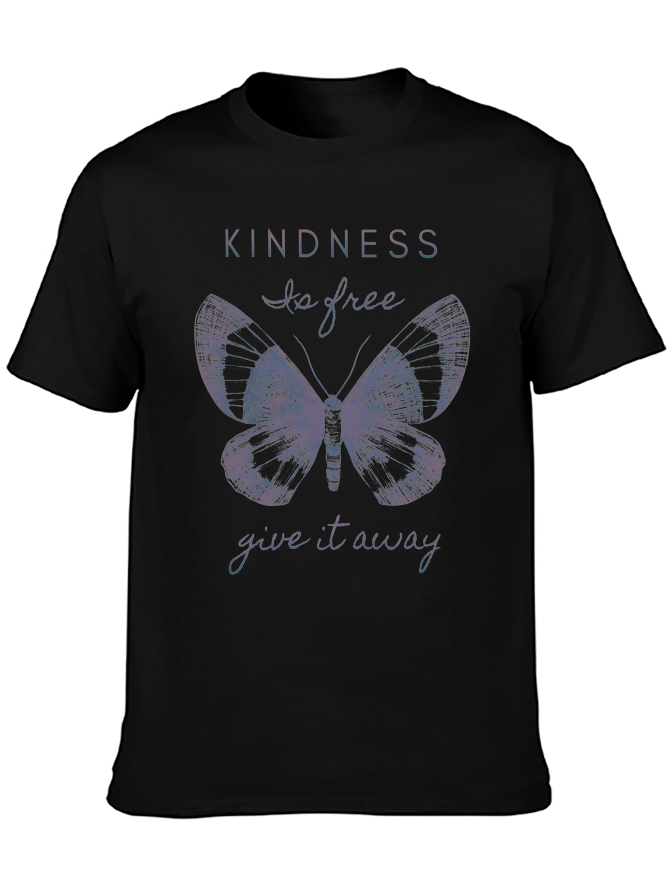 Kindness Butterfly Graphic Tee - Soft Black Cotton Shirt