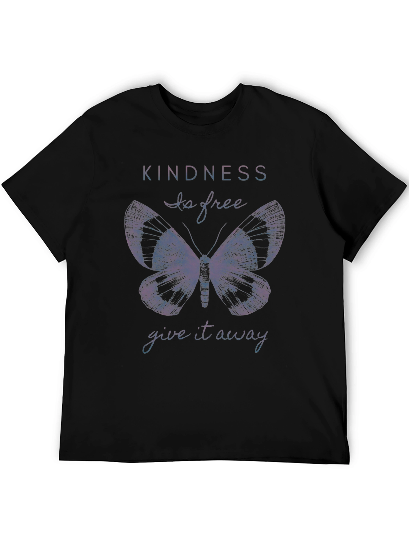 Kindness Butterfly Graphic Tee - Soft Black Cotton Shirt