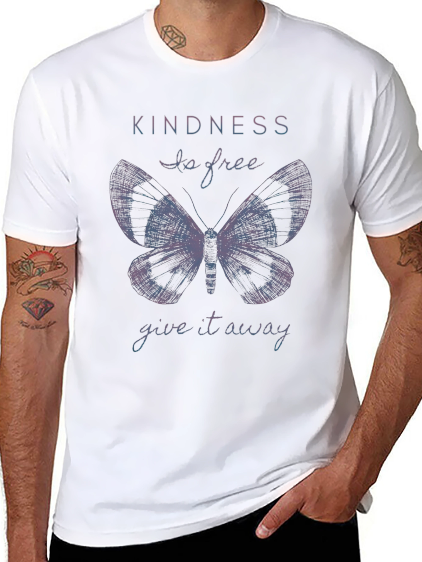 Kindness Butterfly Graphic Tee - Soft Black Cotton Shirt