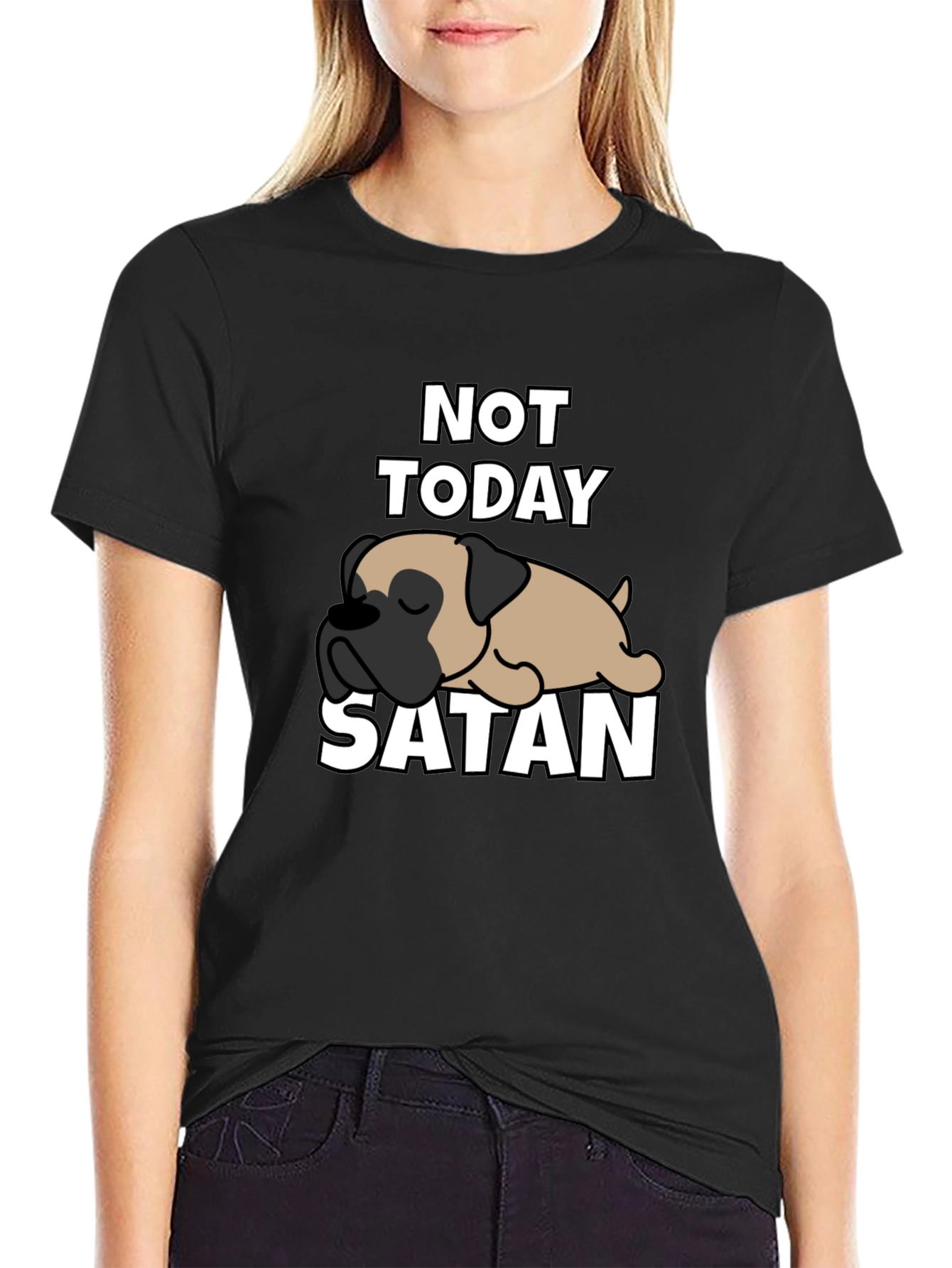 Not Today Satan Dog Graphic T-Shirt