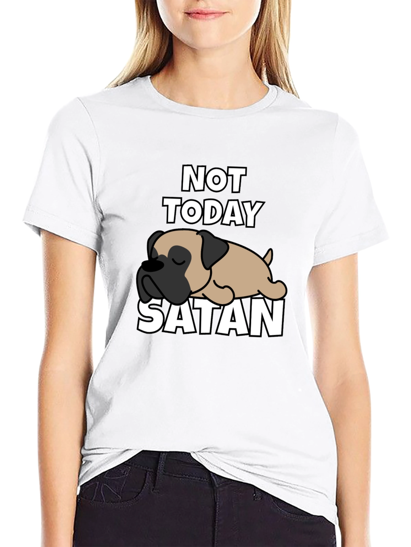 Not Today Satan Dog Graphic T-Shirt
