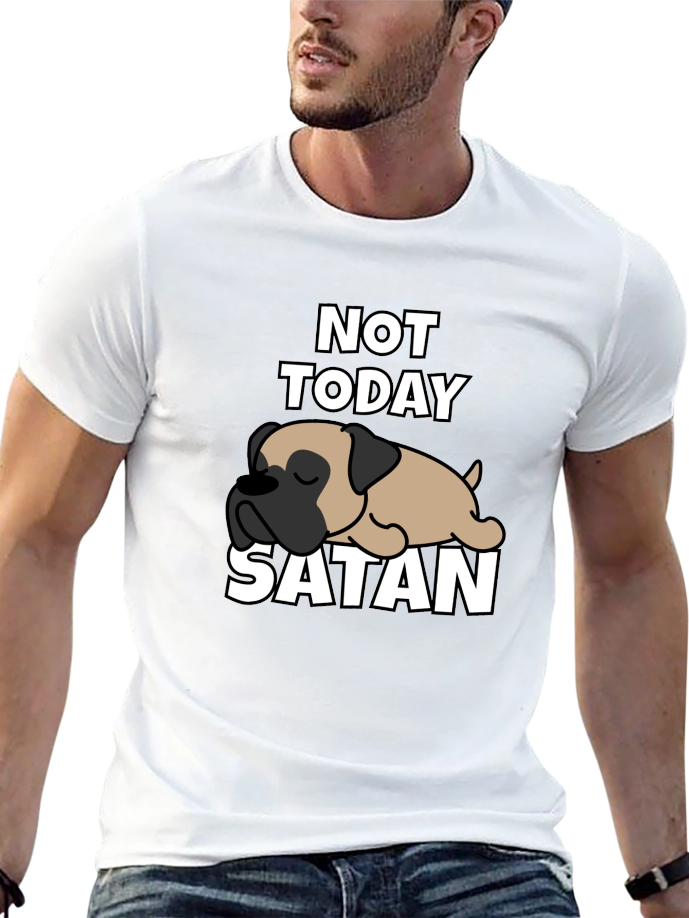 Not Today Satan Dog Graphic T-Shirt
