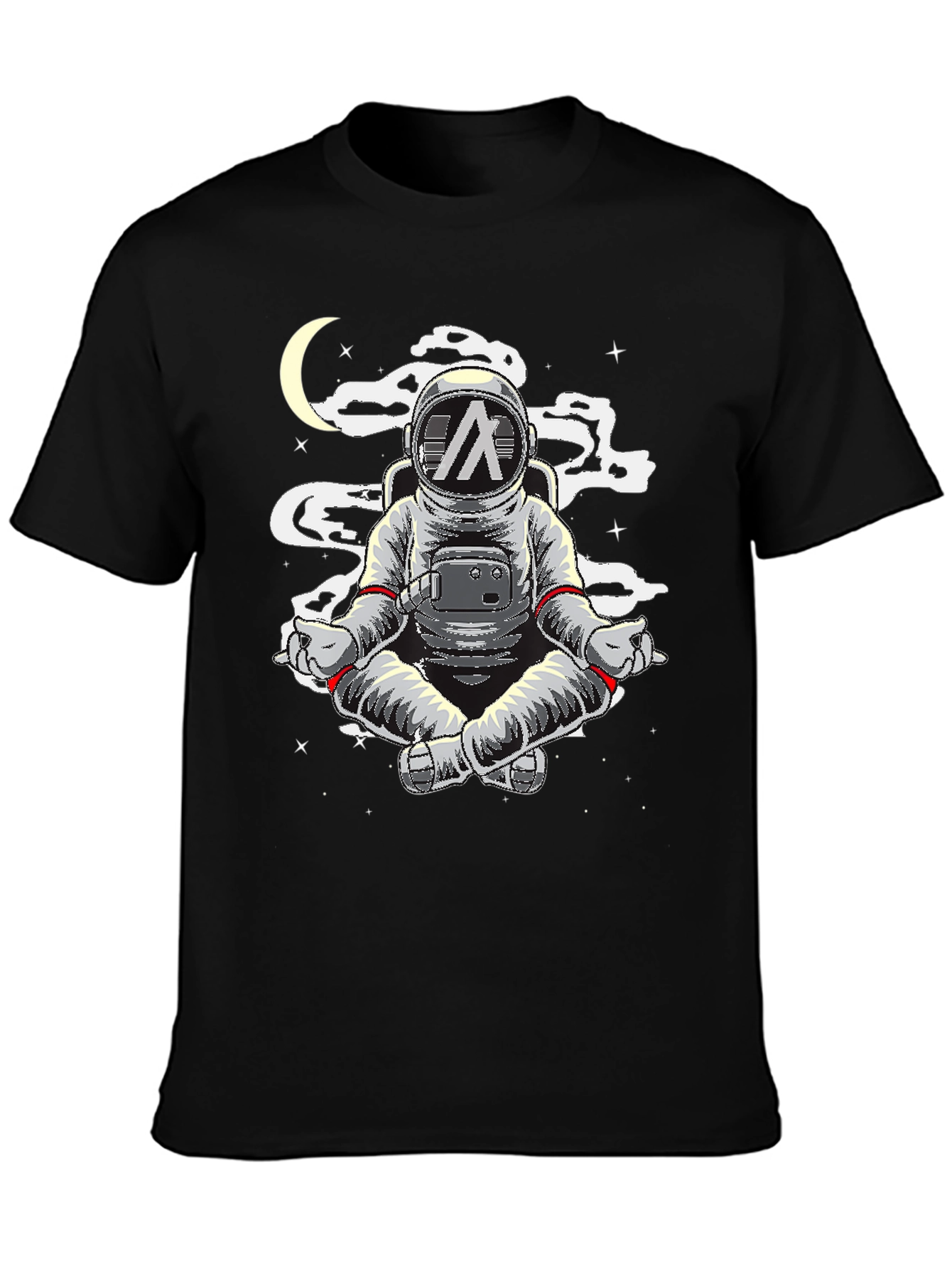 Astronaut Meditating T-Shirt - Space Yoga Black Tee