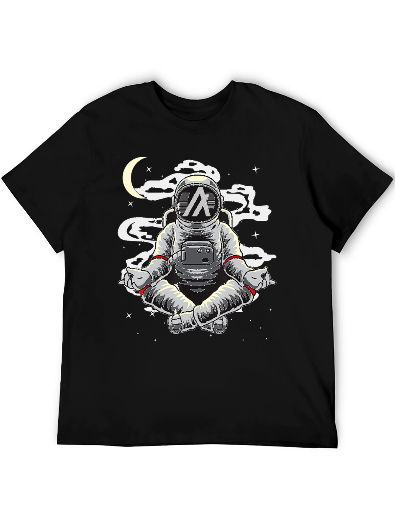 Astronaut Meditating T-Shirt - Space Yoga Black Tee