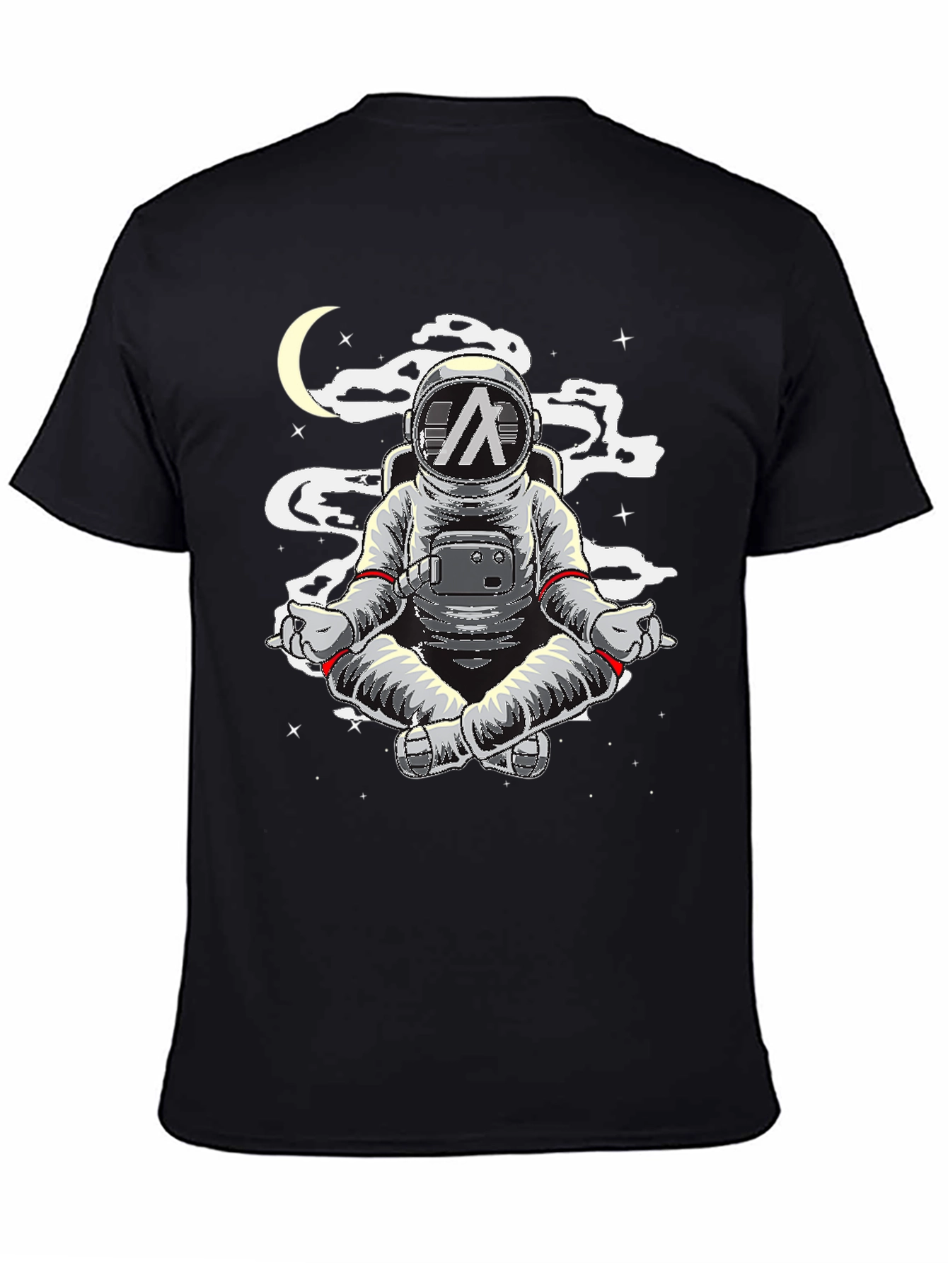 Astronaut Meditating T-Shirt - Space Yoga Black Tee