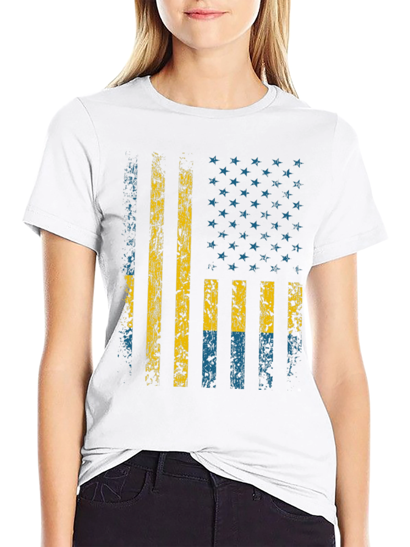 Distressed Swedish-American Flag Graphic Tee