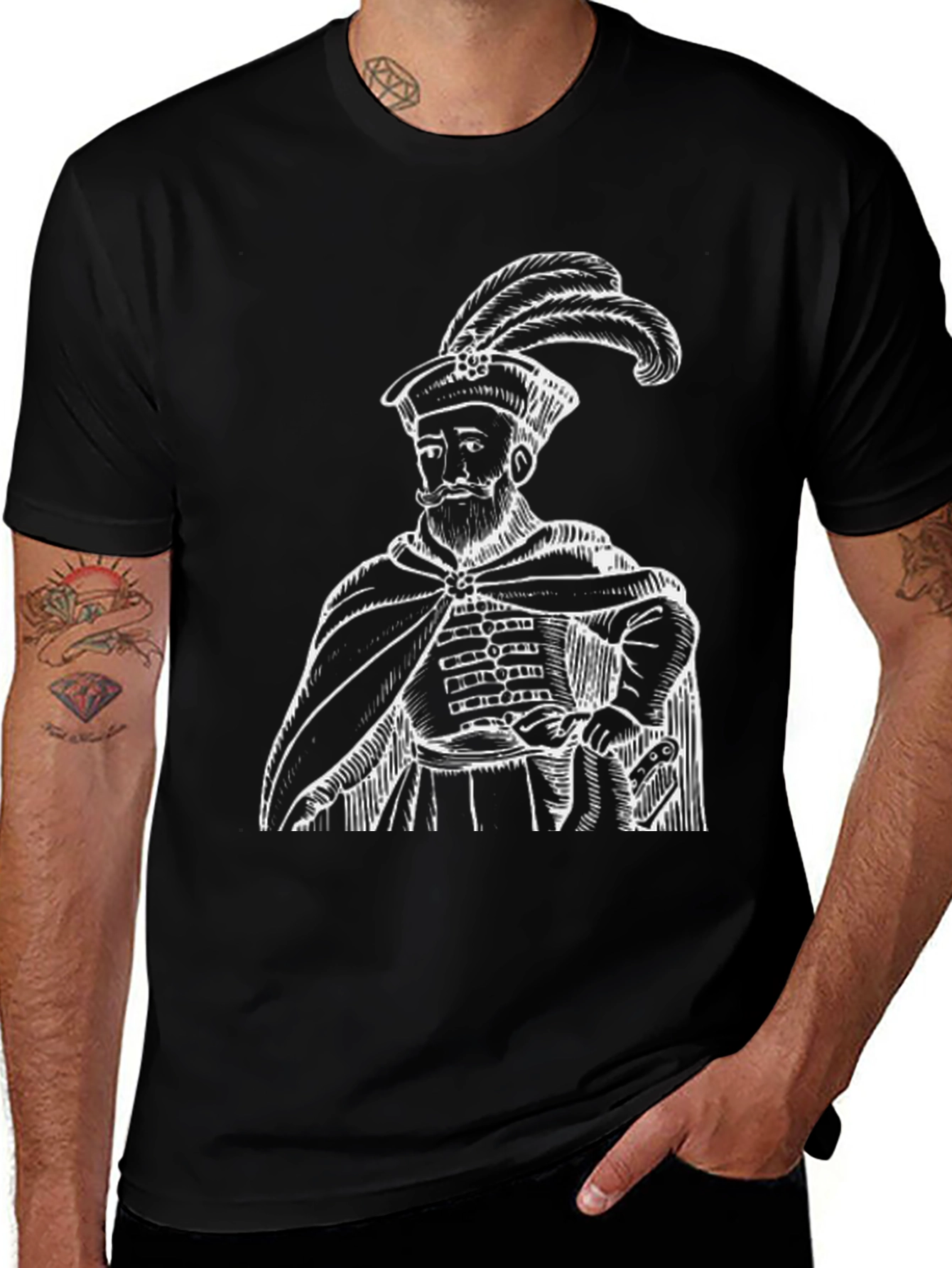 Historical Figure Graphic Tee - Black