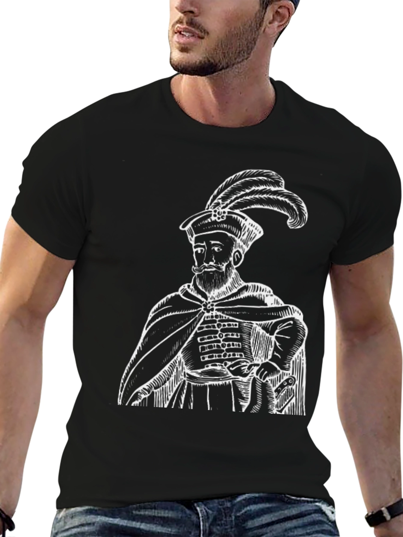 Historical Figure Graphic Tee - Black