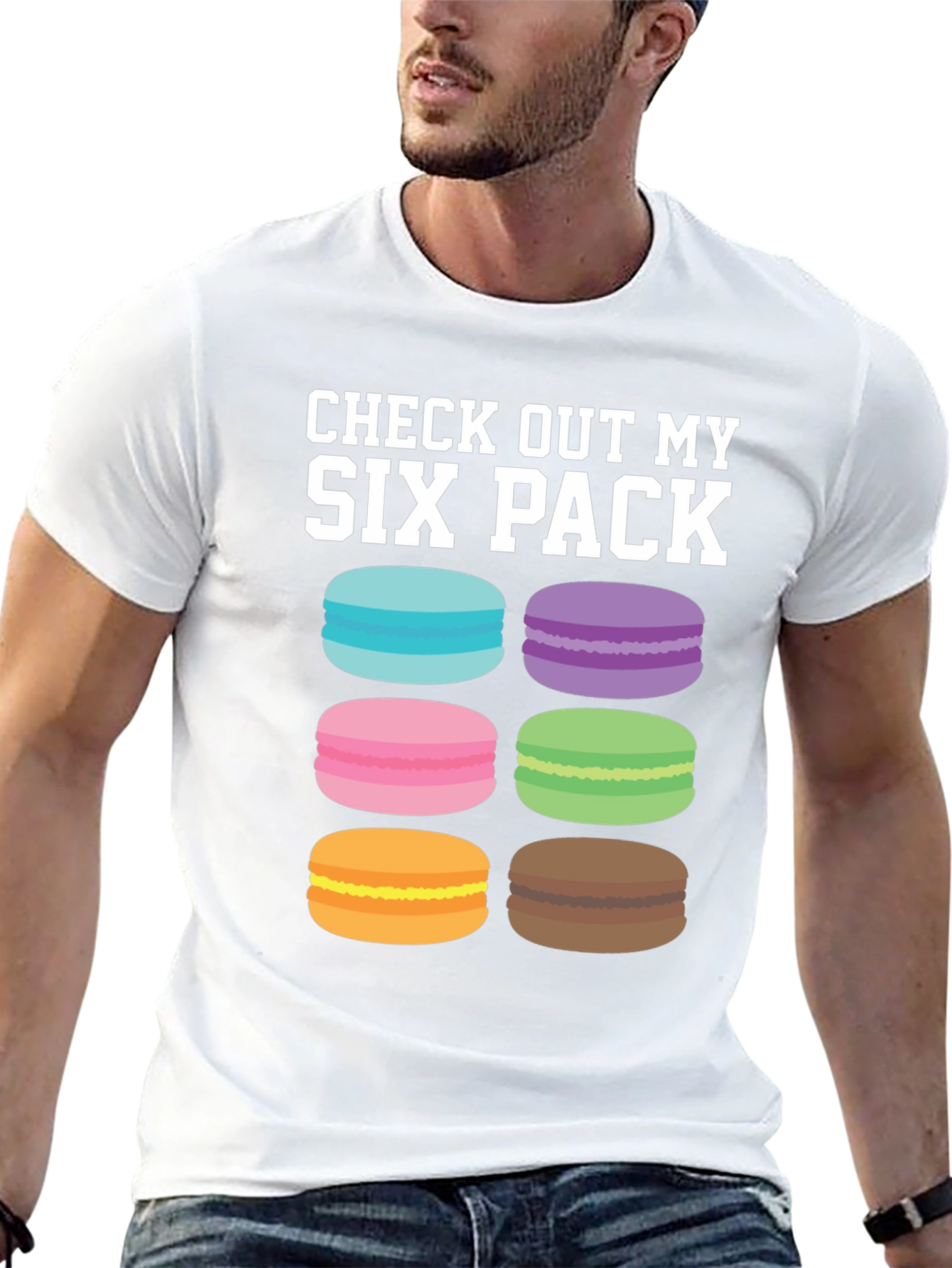 Funny Macaron Six Pack T-Shirt