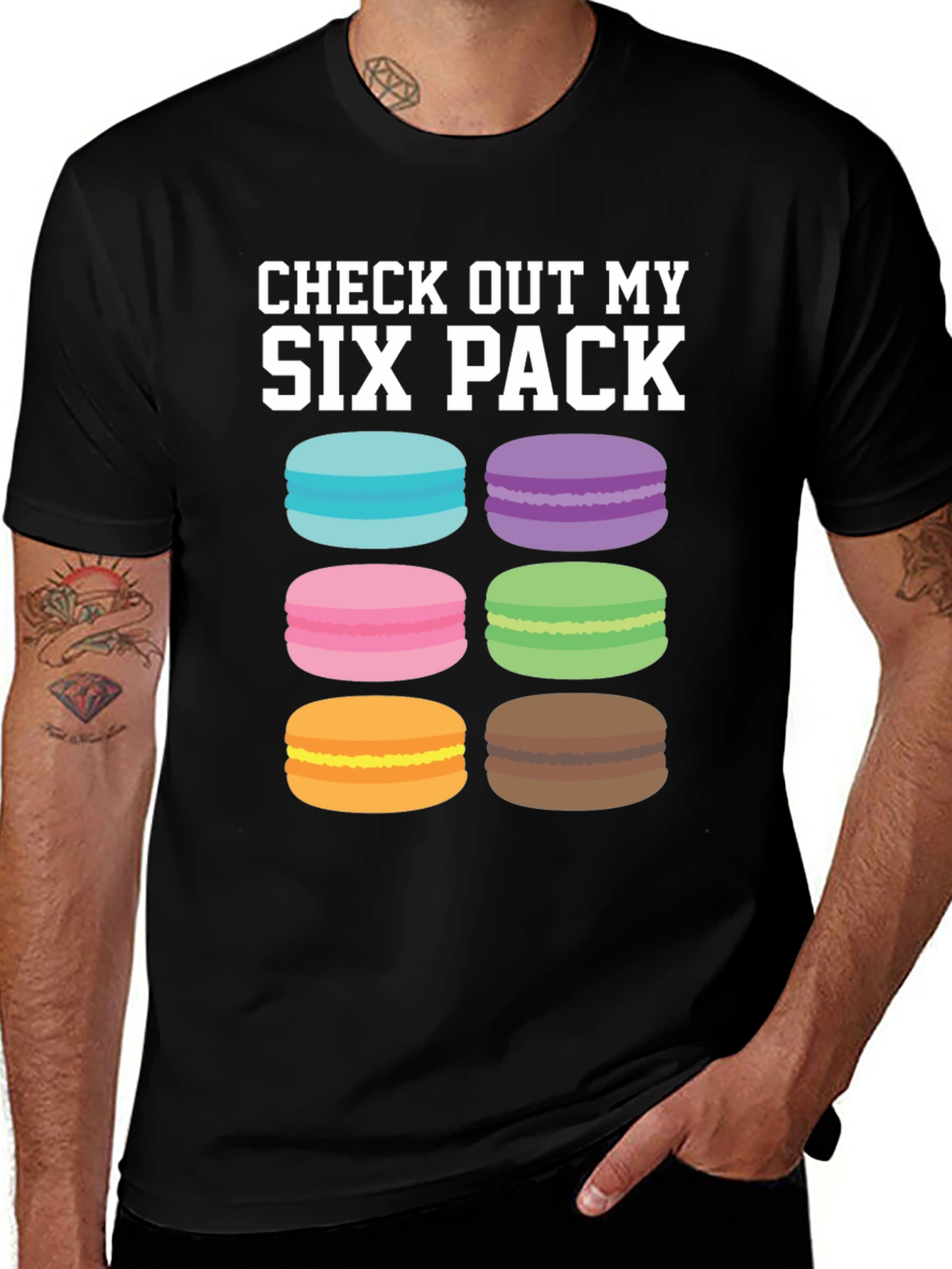 Funny Macaron Six Pack T-Shirt
