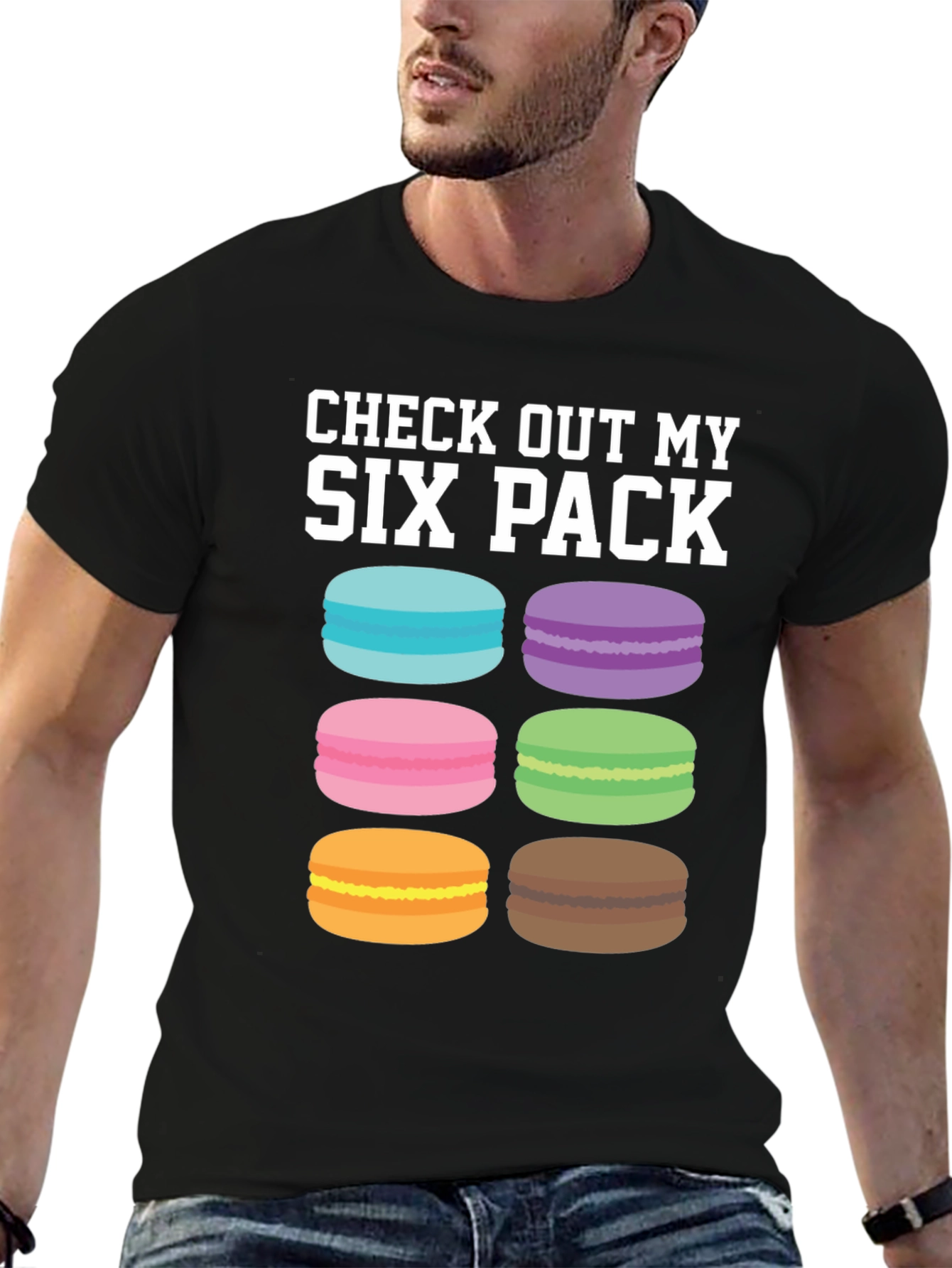 Funny Macaron Six Pack T-Shirt