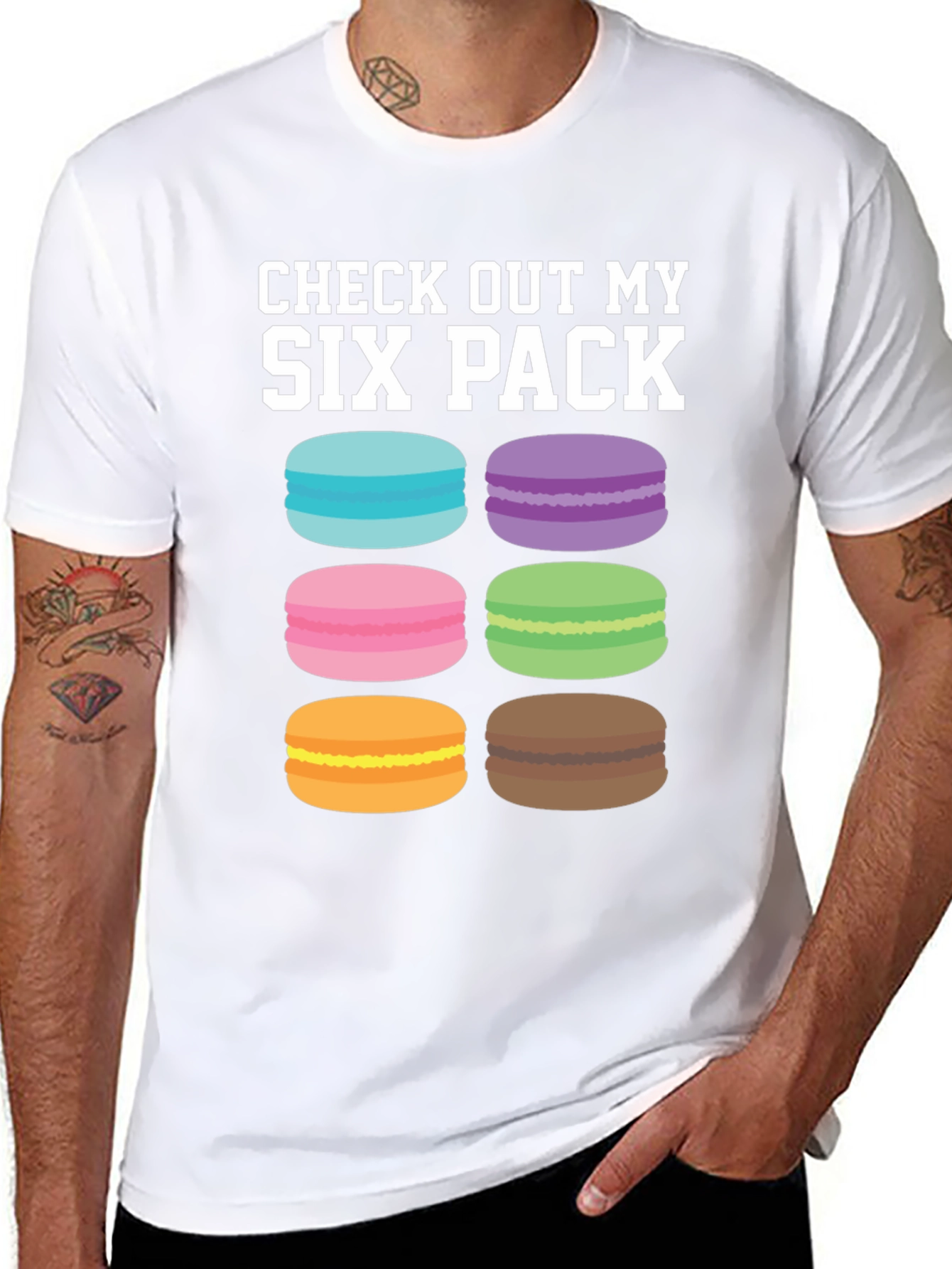 Funny Macaron Six Pack T-Shirt