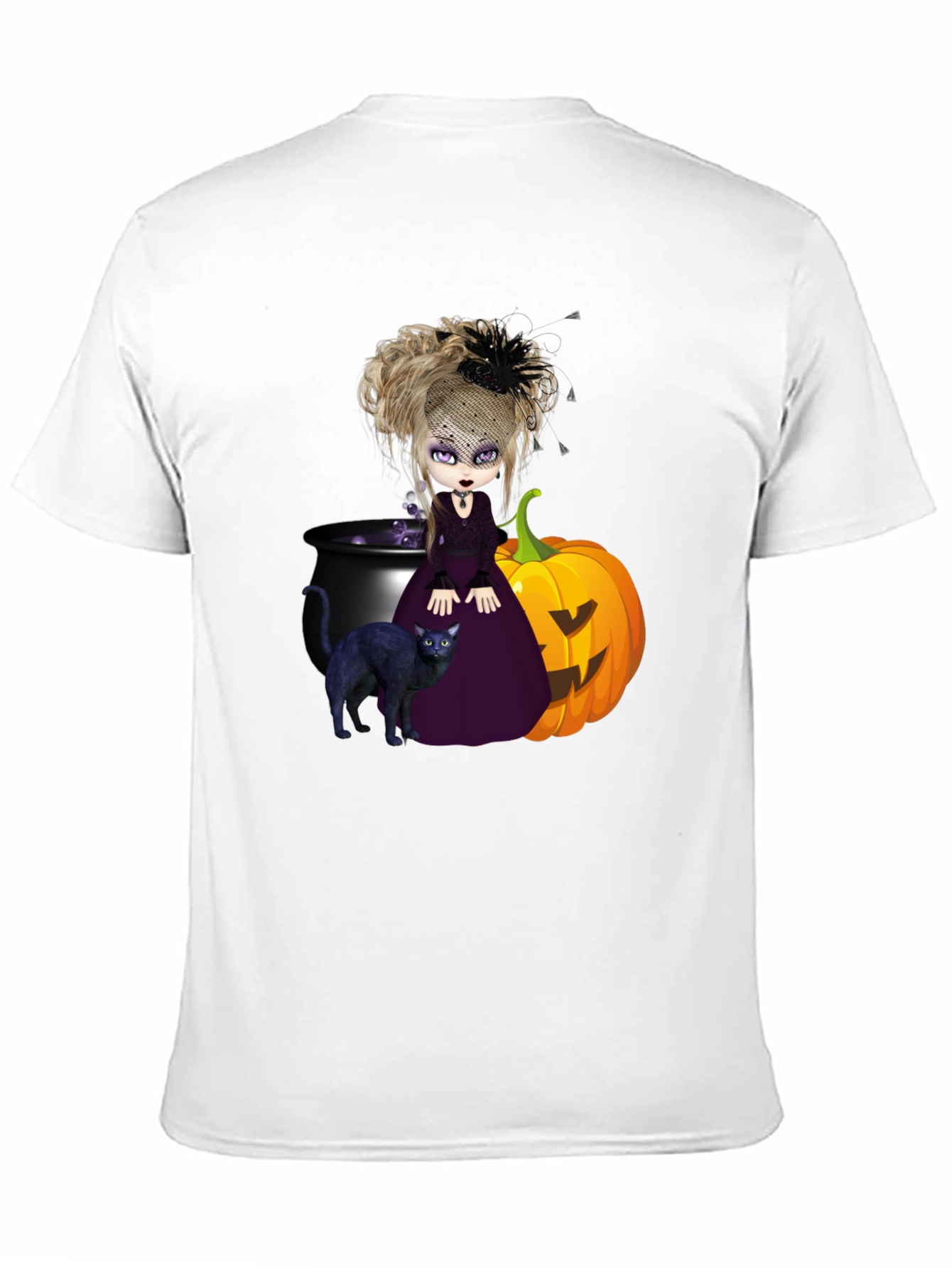 Witch Cat & Pumpkin Halloween Graphic Tee
