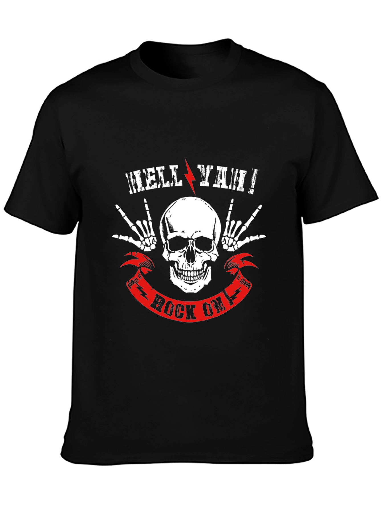Hell Ya Rock On T-Shirt - Skull Graphic Tee