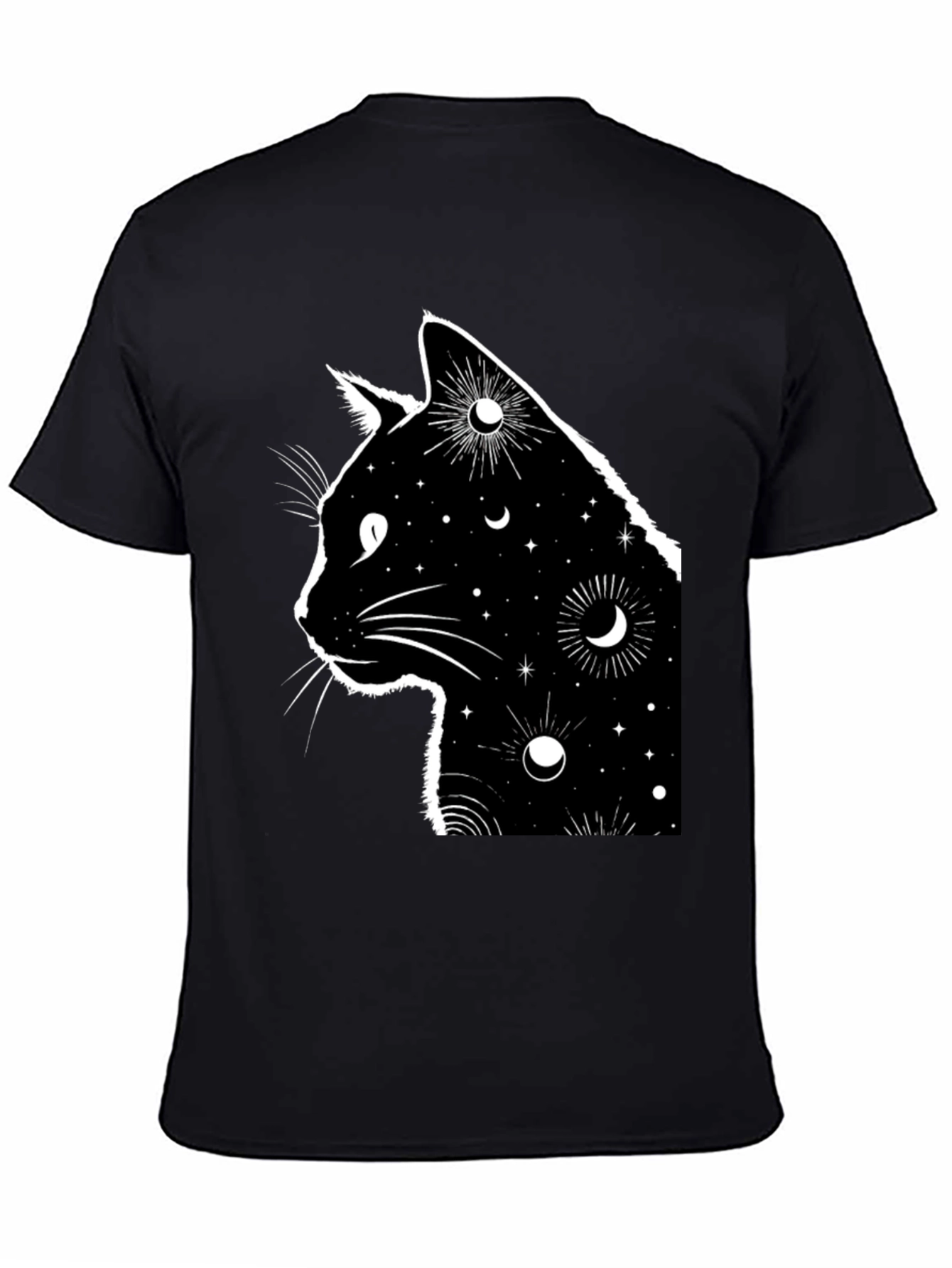 Celestial Cat T-Shirt - Black Graphic Tee