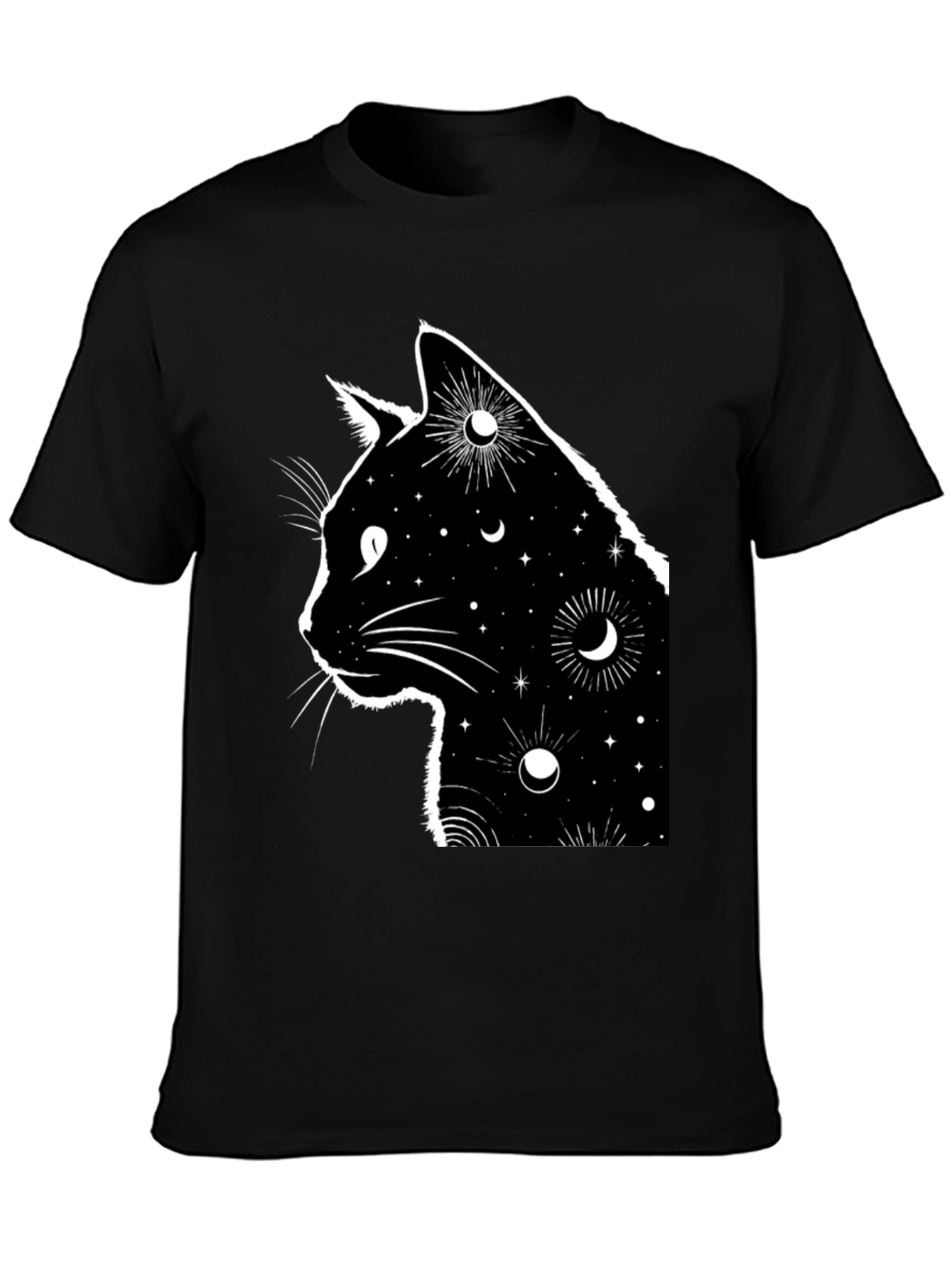 Celestial Cat T-Shirt - Black Graphic Tee