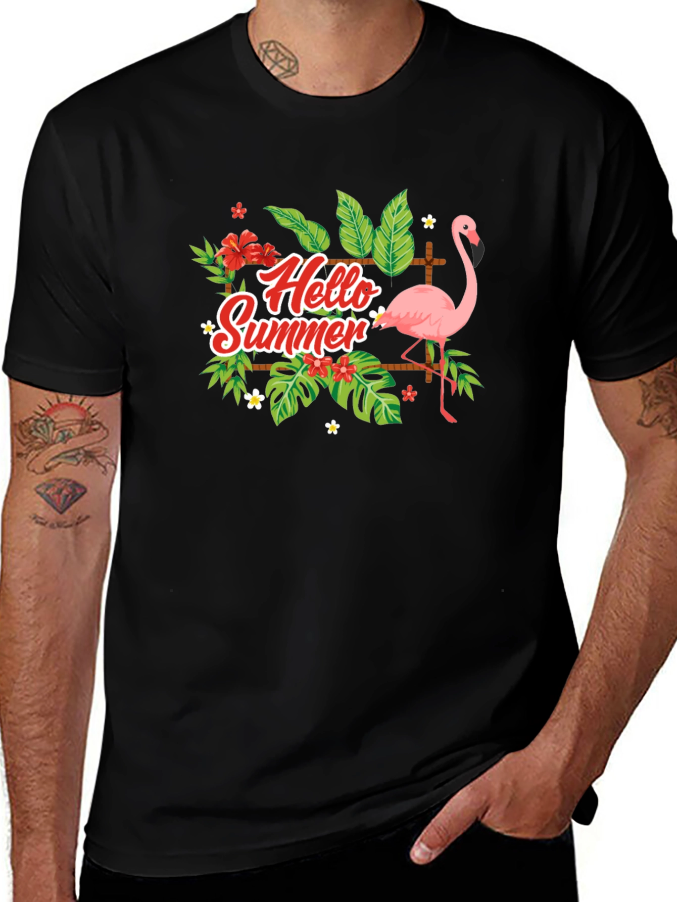 Hello Summer Flamingo Graphic T-Shirt