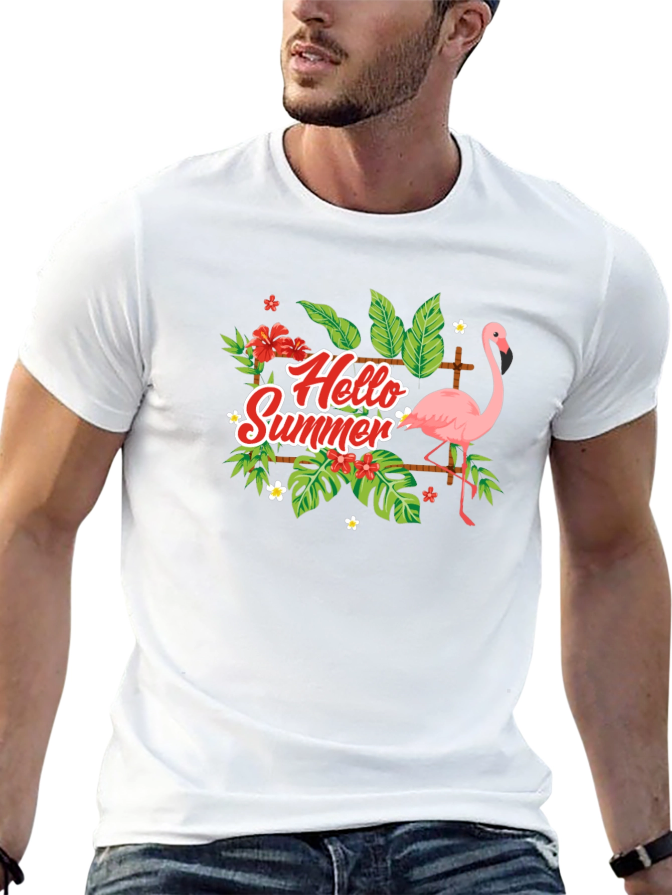 Hello Summer Flamingo Graphic T-Shirt
