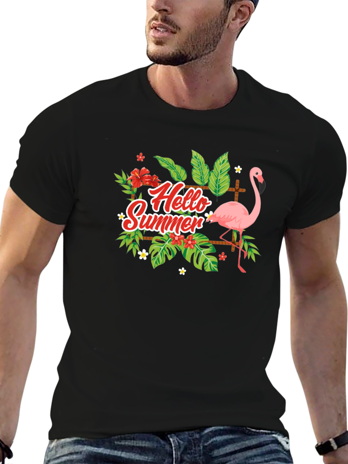 Hello Summer Flamingo Graphic T-Shirt
