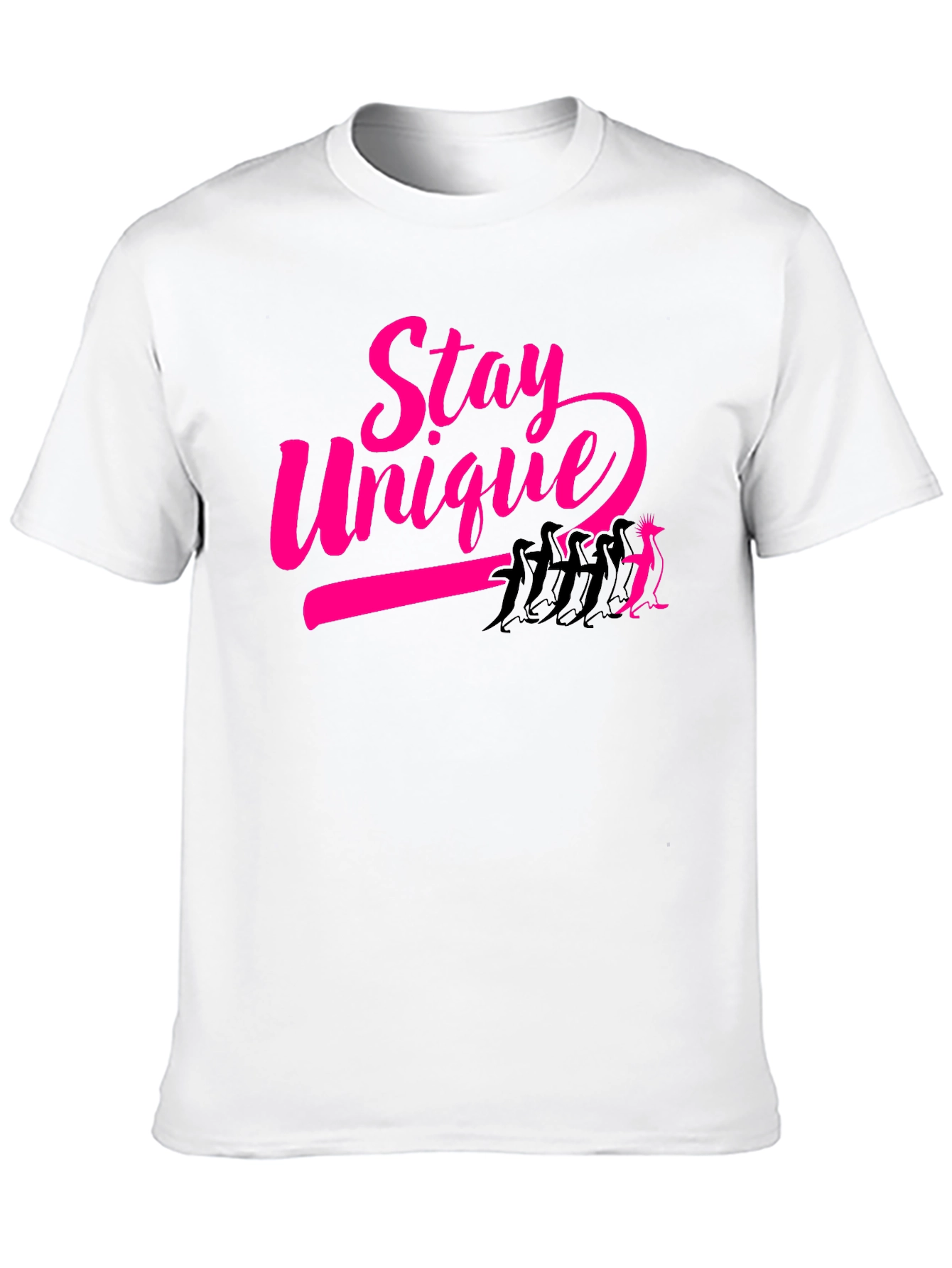 Stay Unique Penguin Graphic Tee - Black
