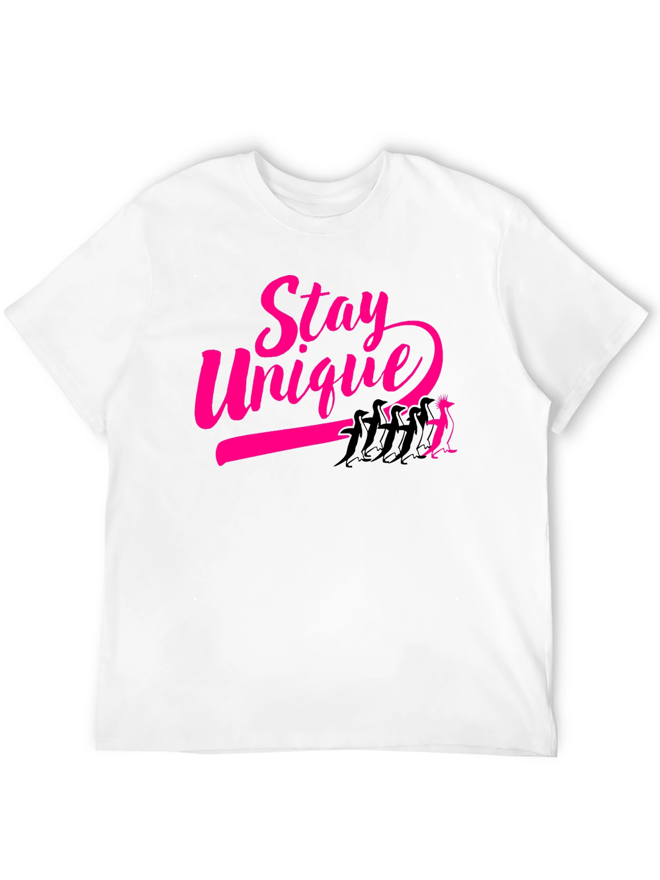 Stay Unique Penguin Graphic Tee - Black