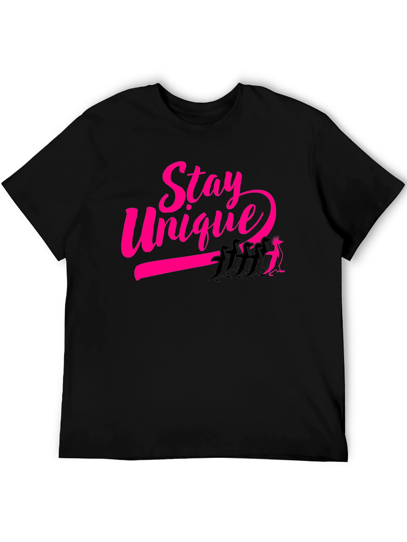 Stay Unique Penguin Graphic Tee - Black