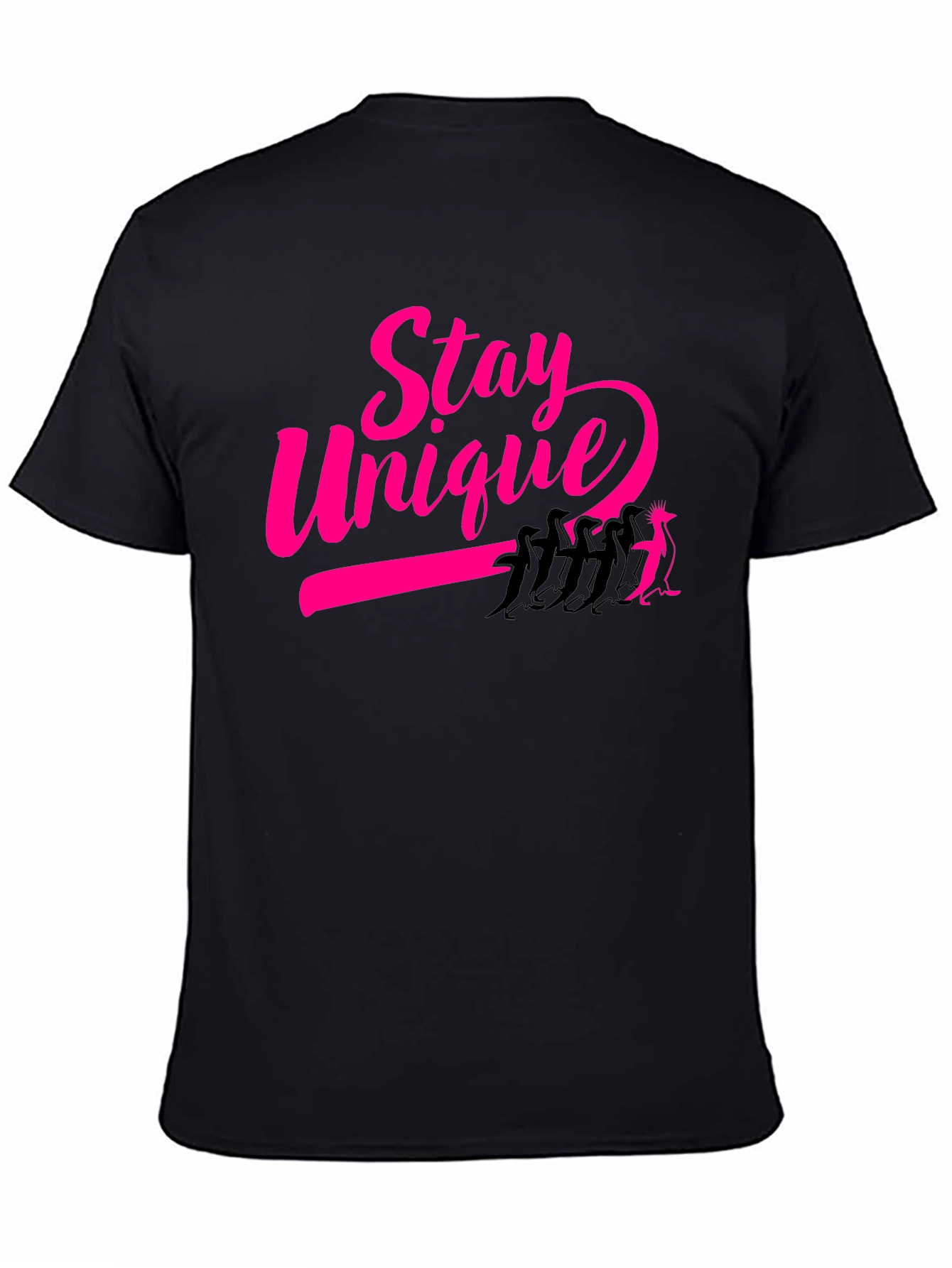 Stay Unique Penguin Graphic Tee - Black