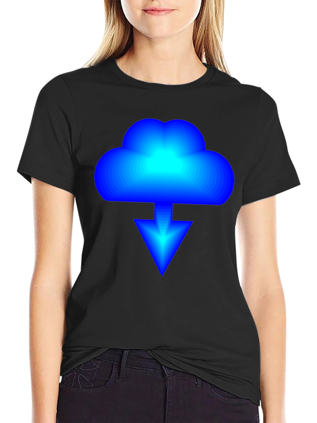 Cloud Download Graphic Black T-Shirt