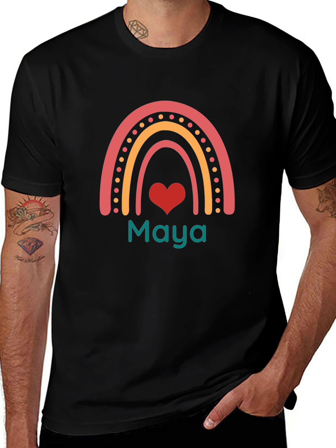Personalized Rainbow Maya Heart T-Shirt
