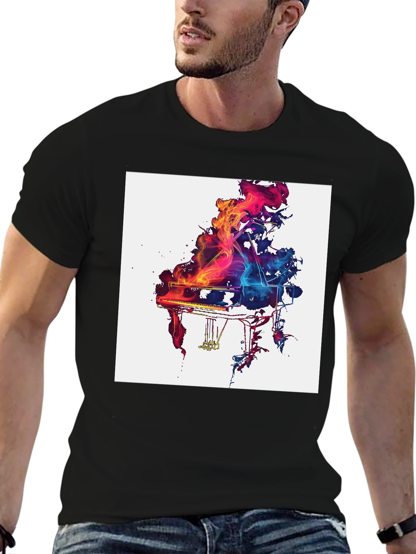 Abstract Piano Graphic T-Shirt