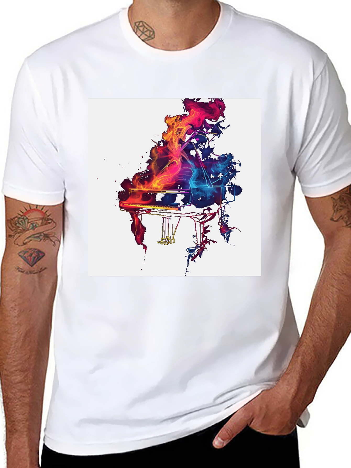 Abstract Piano Graphic T-Shirt