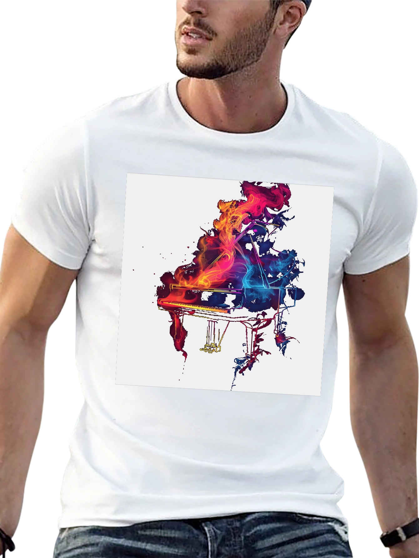 Abstract Piano Graphic T-Shirt