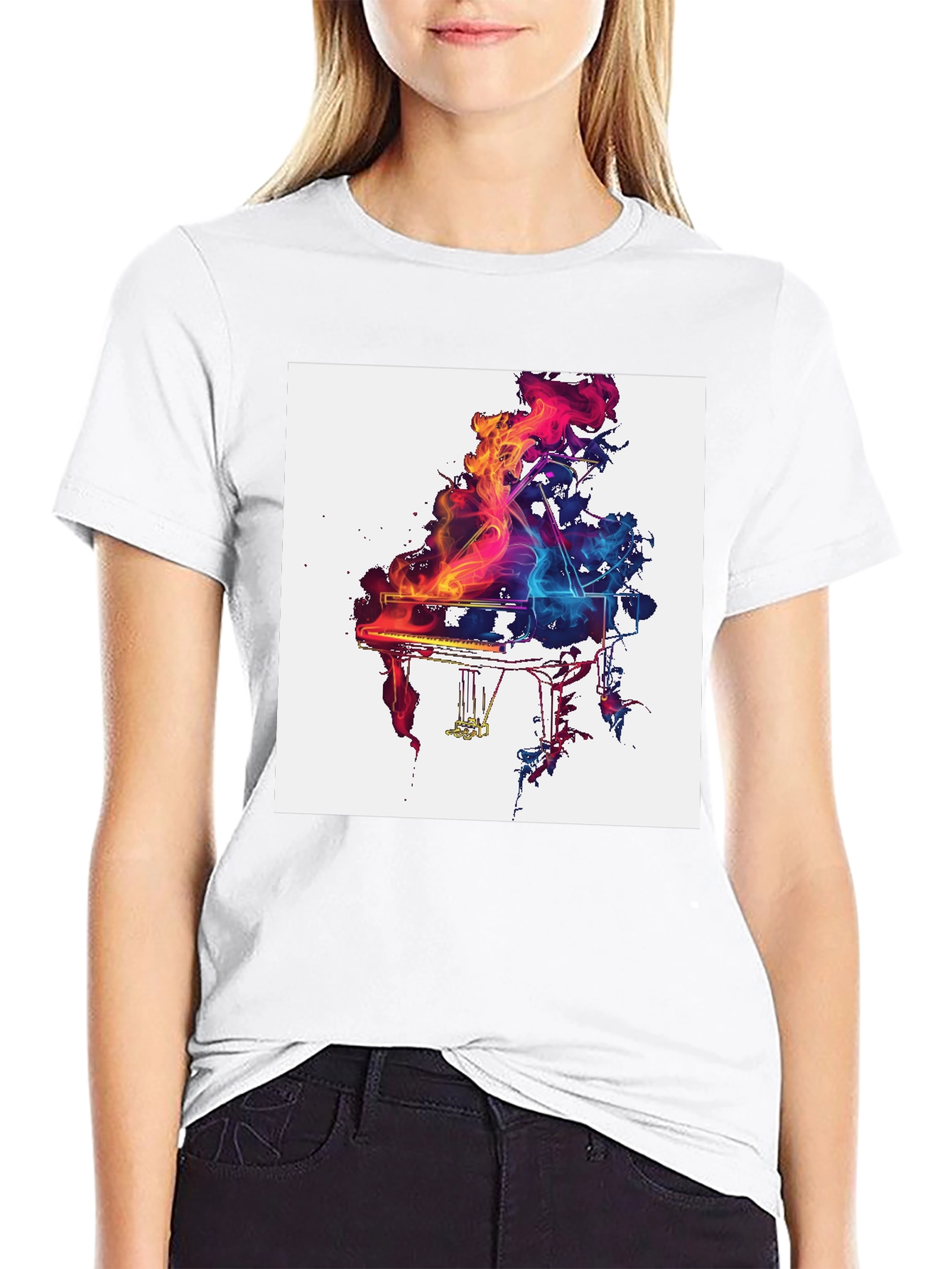Abstract Piano Graphic T-Shirt