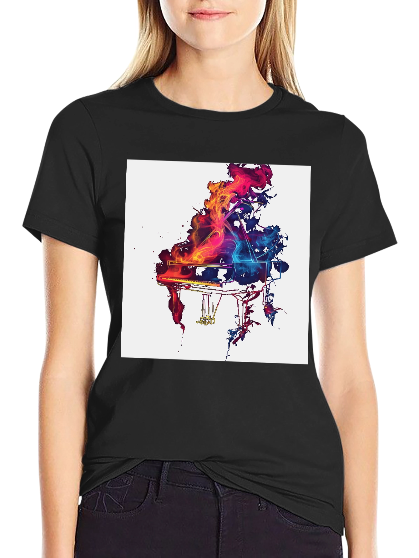 Abstract Piano Graphic T-Shirt