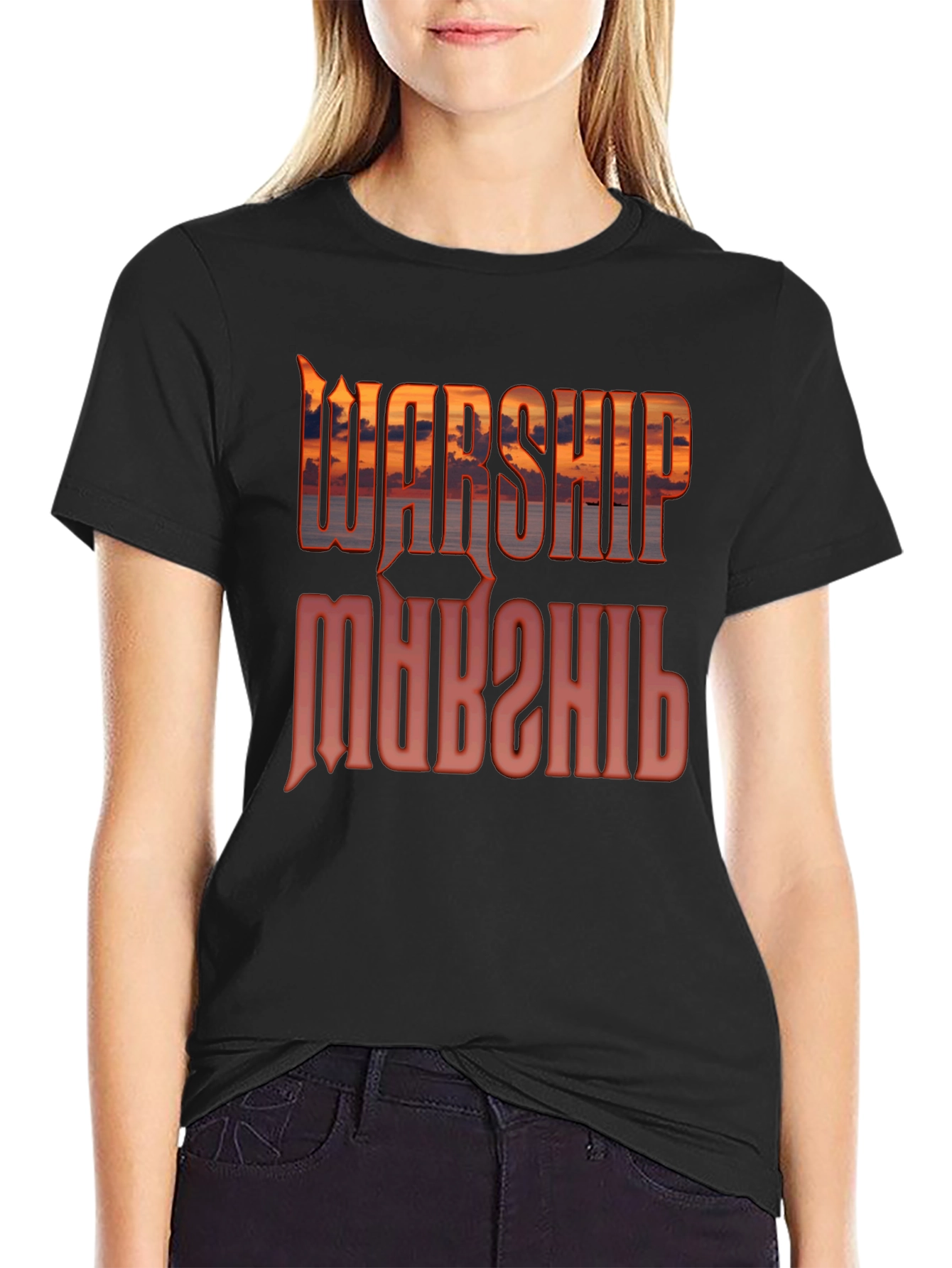 Warship Sunset Graphic T-Shirt