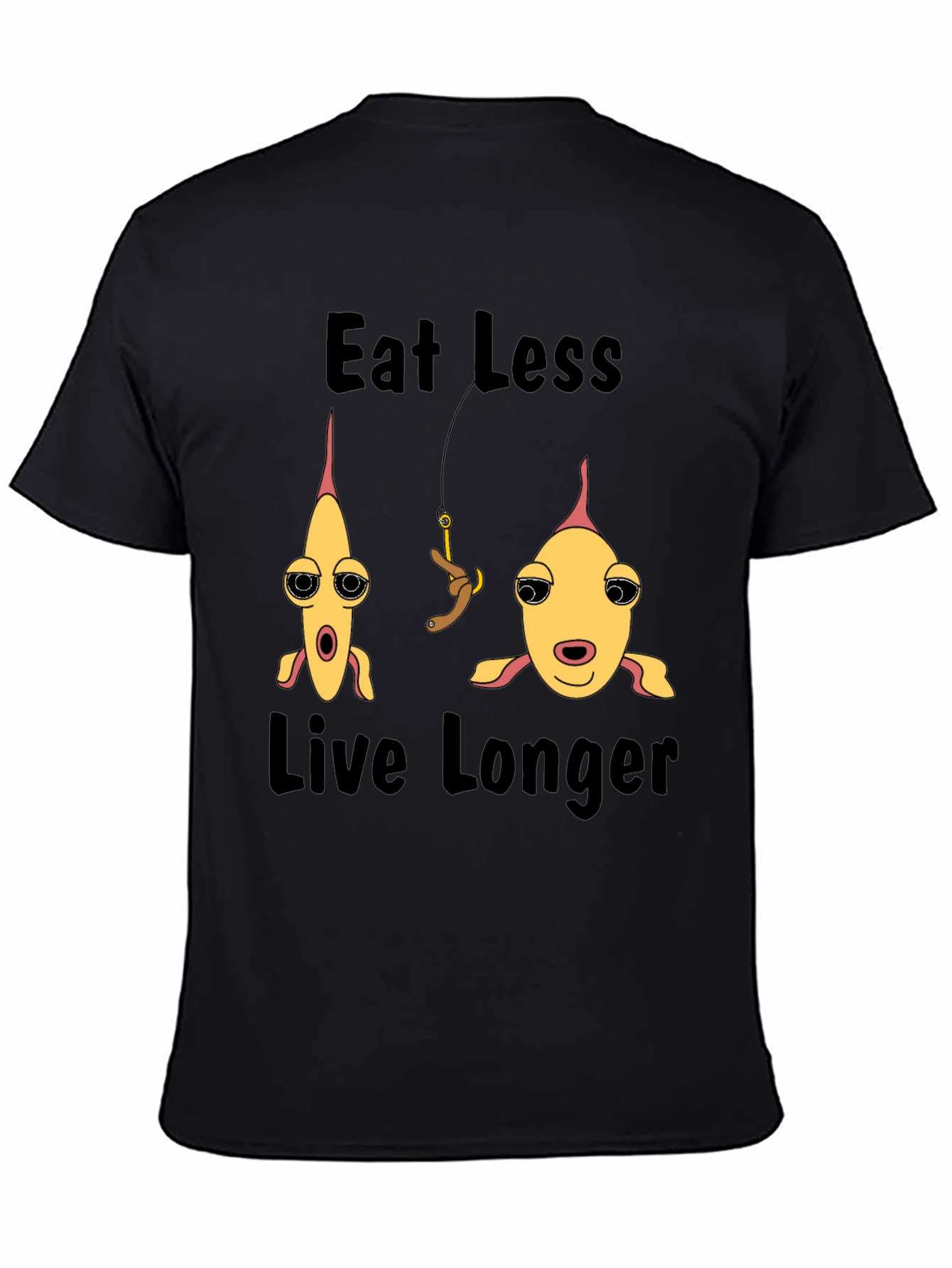 Eat Less Live Longer Fish Graphic T-Shirt