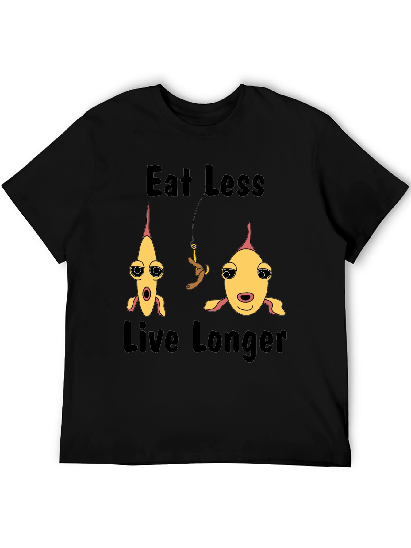 Eat Less Live Longer Fish Graphic T-Shirt