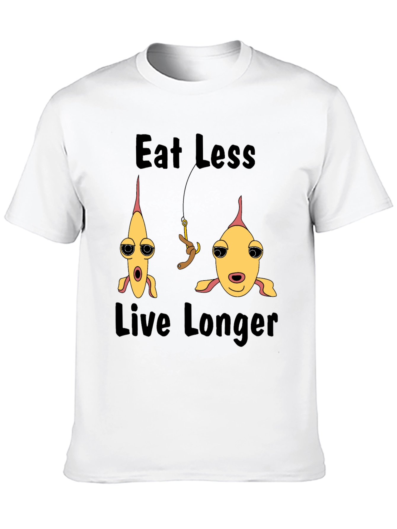 Eat Less Live Longer Fish Graphic T-Shirt