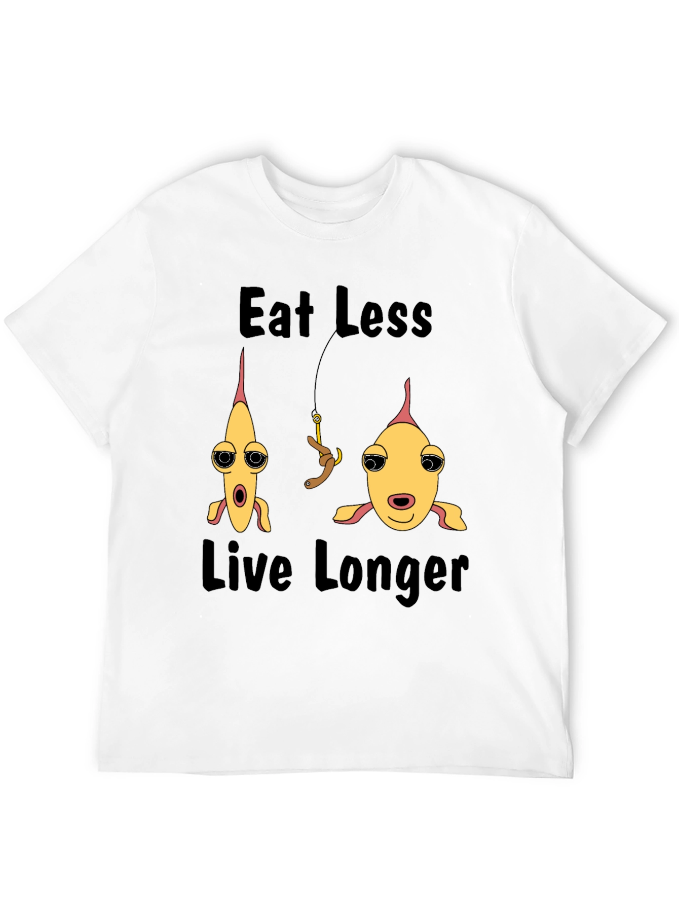 Eat Less Live Longer Fish Graphic T-Shirt