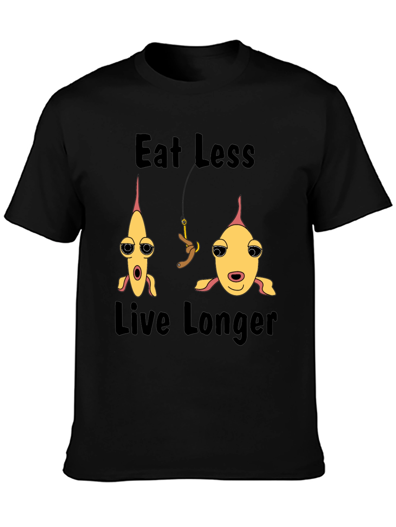 Eat Less Live Longer Fish Graphic T-Shirt