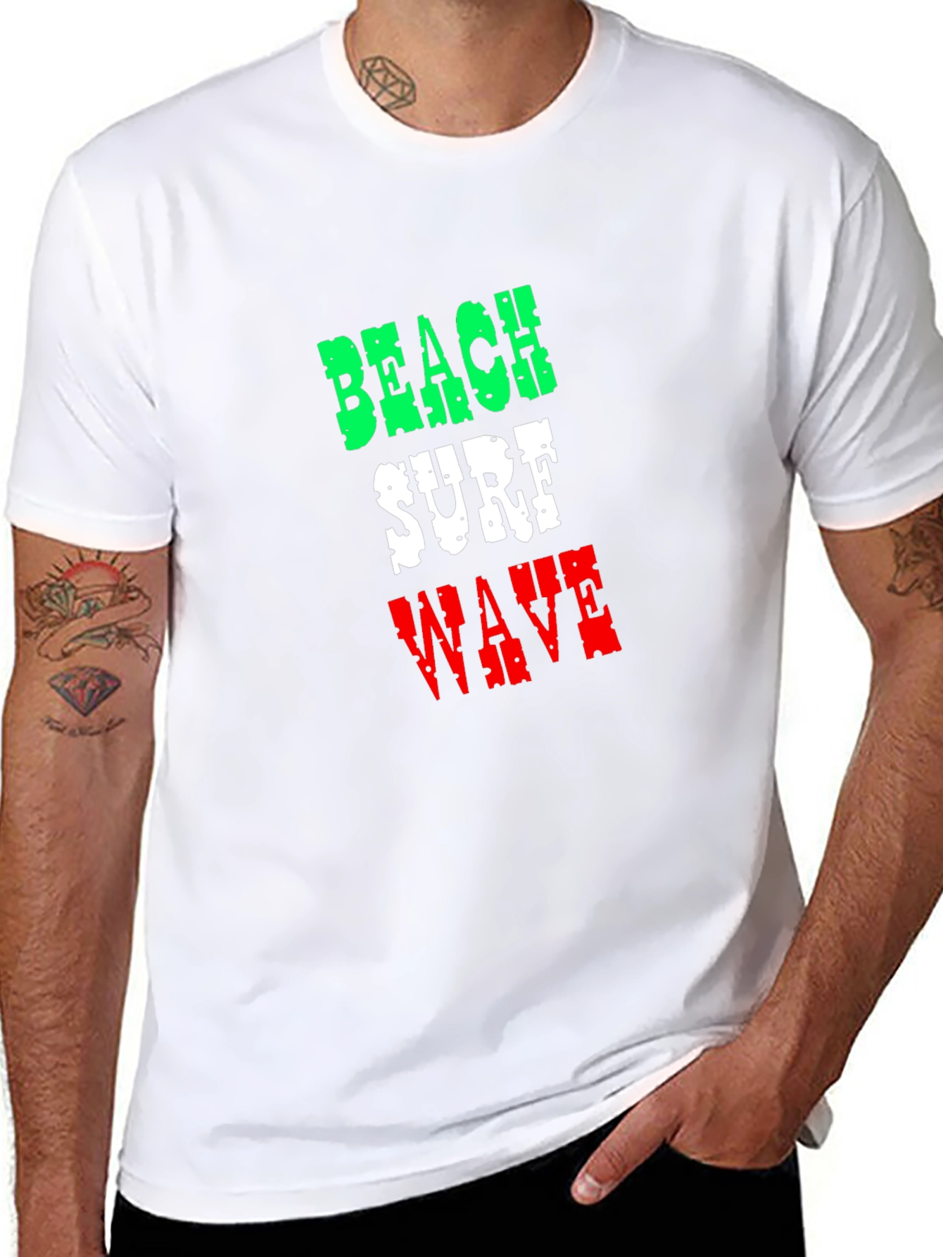 Beach Surf Wave T-Shirt - Black Cotton Tee