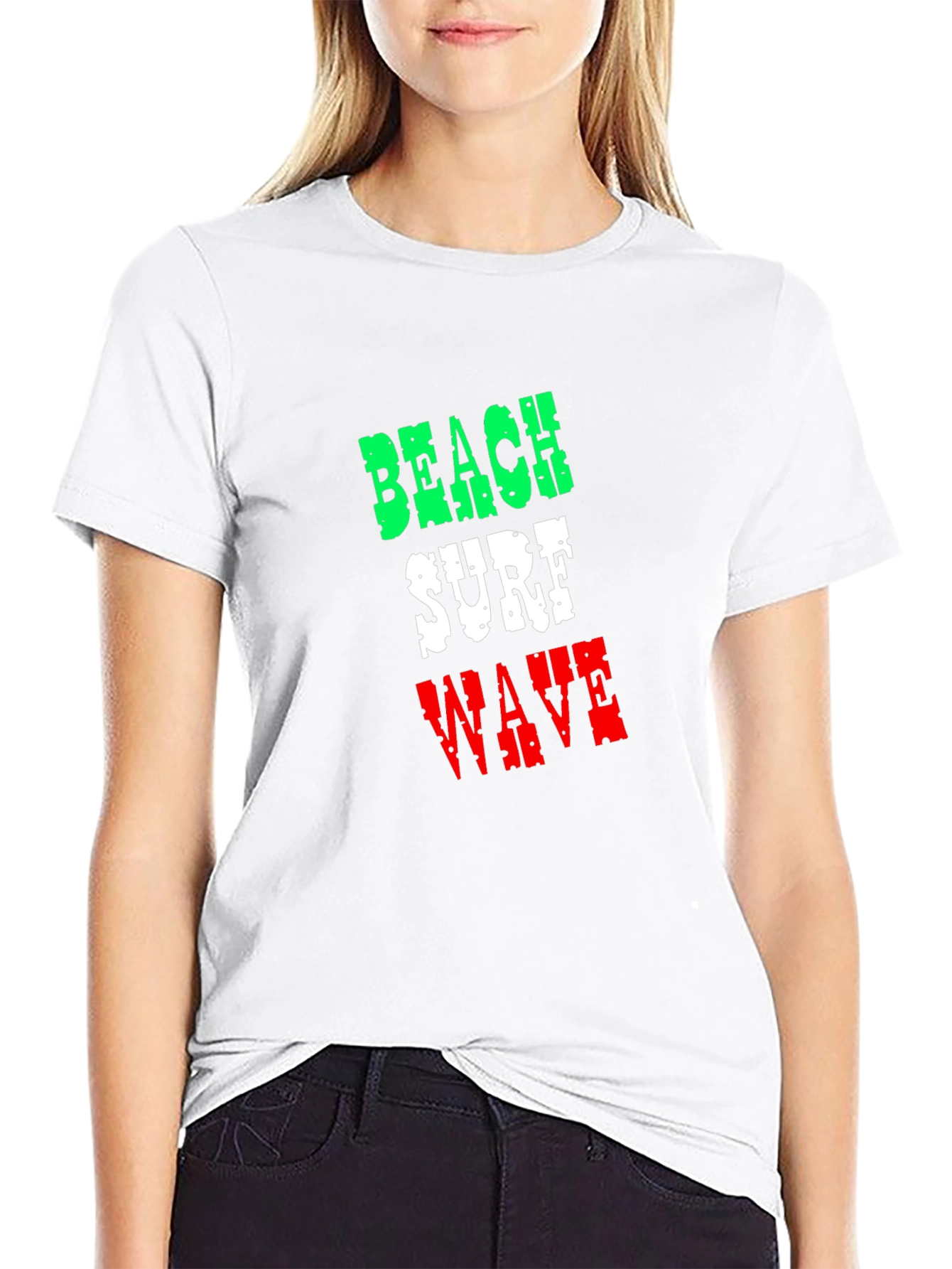 Beach Surf Wave T-Shirt - Black Cotton Tee