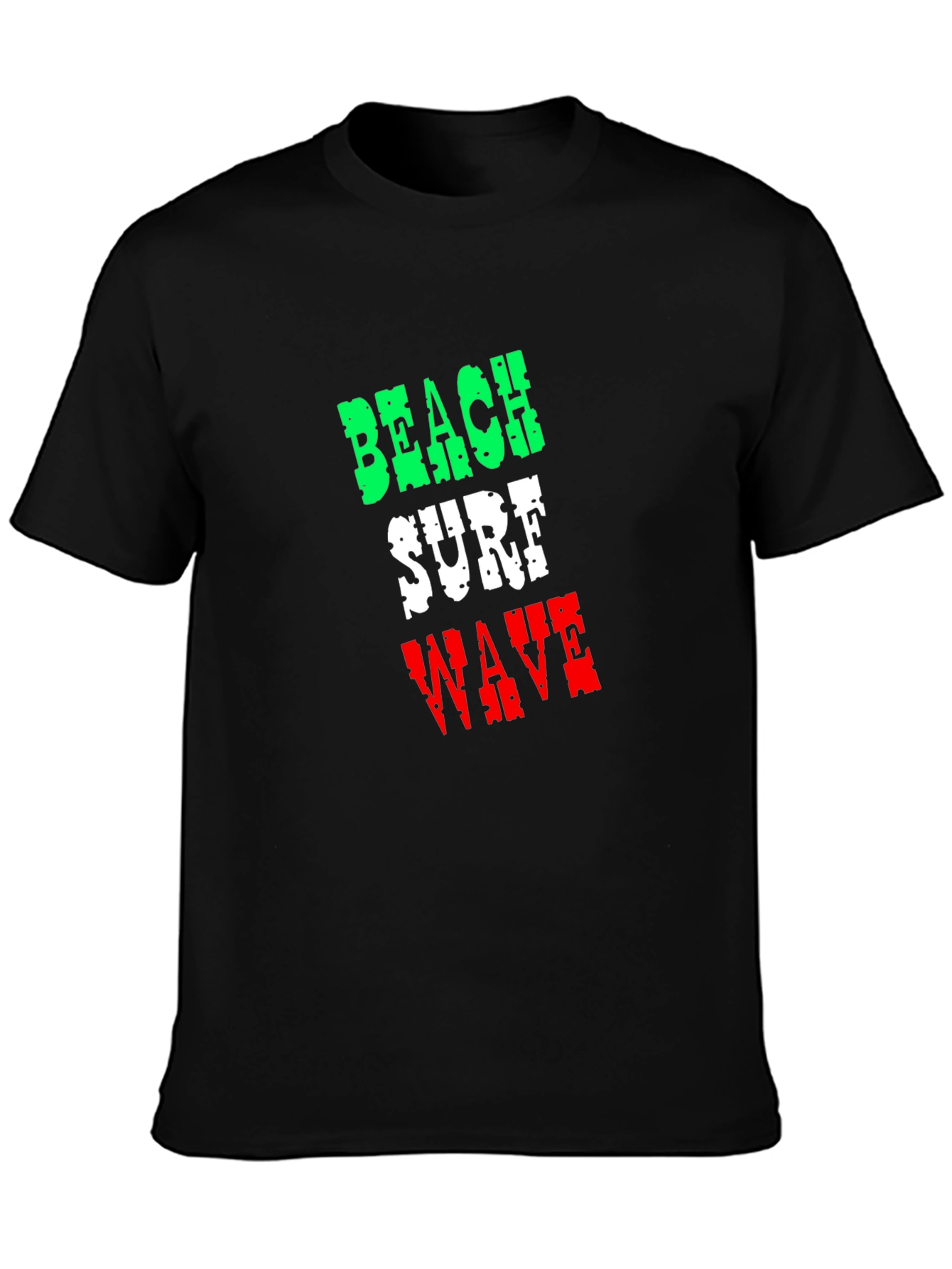 Beach Surf Wave T-Shirt - Black Cotton Tee