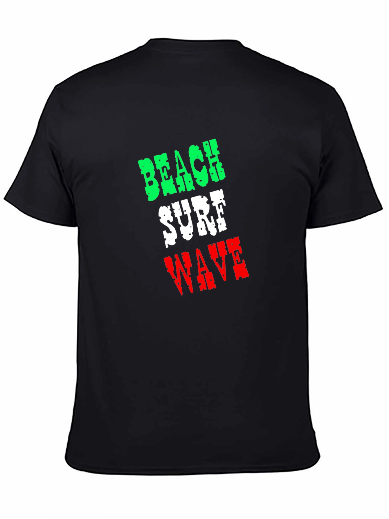 Beach Surf Wave T-Shirt - Black Cotton Tee
