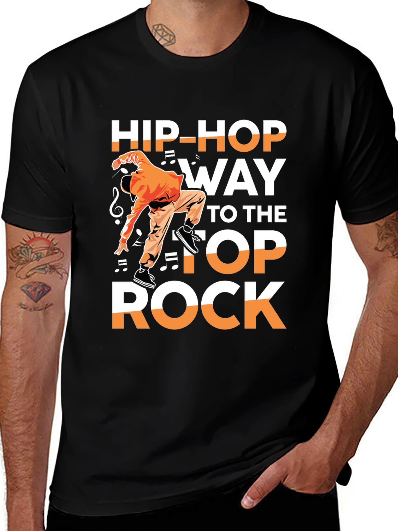 Hip-Hop Way to the Top Rock Black T-Shirt