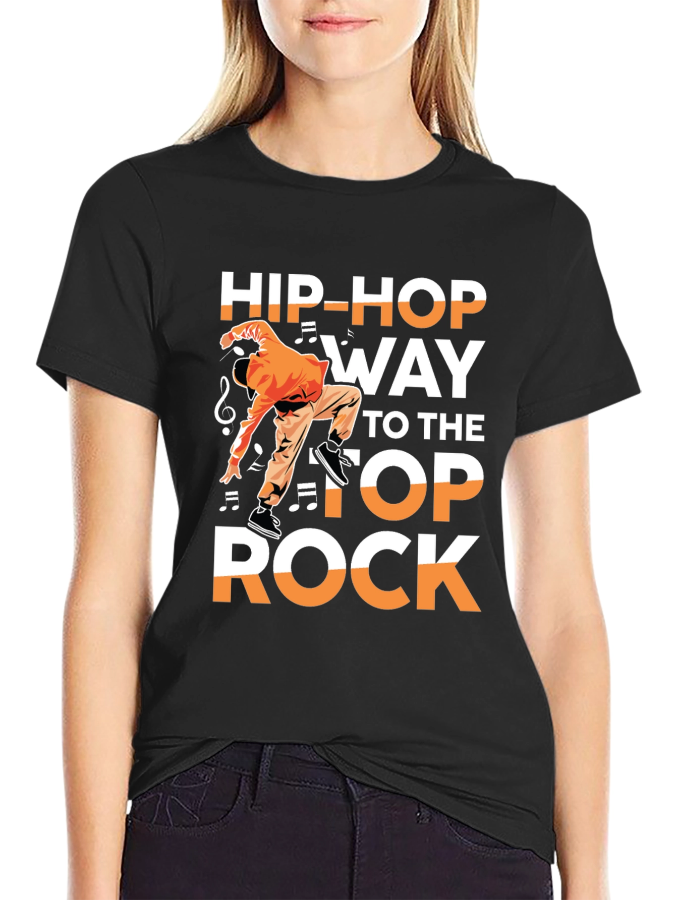 Hip-Hop Way to the Top Rock Black T-Shirt